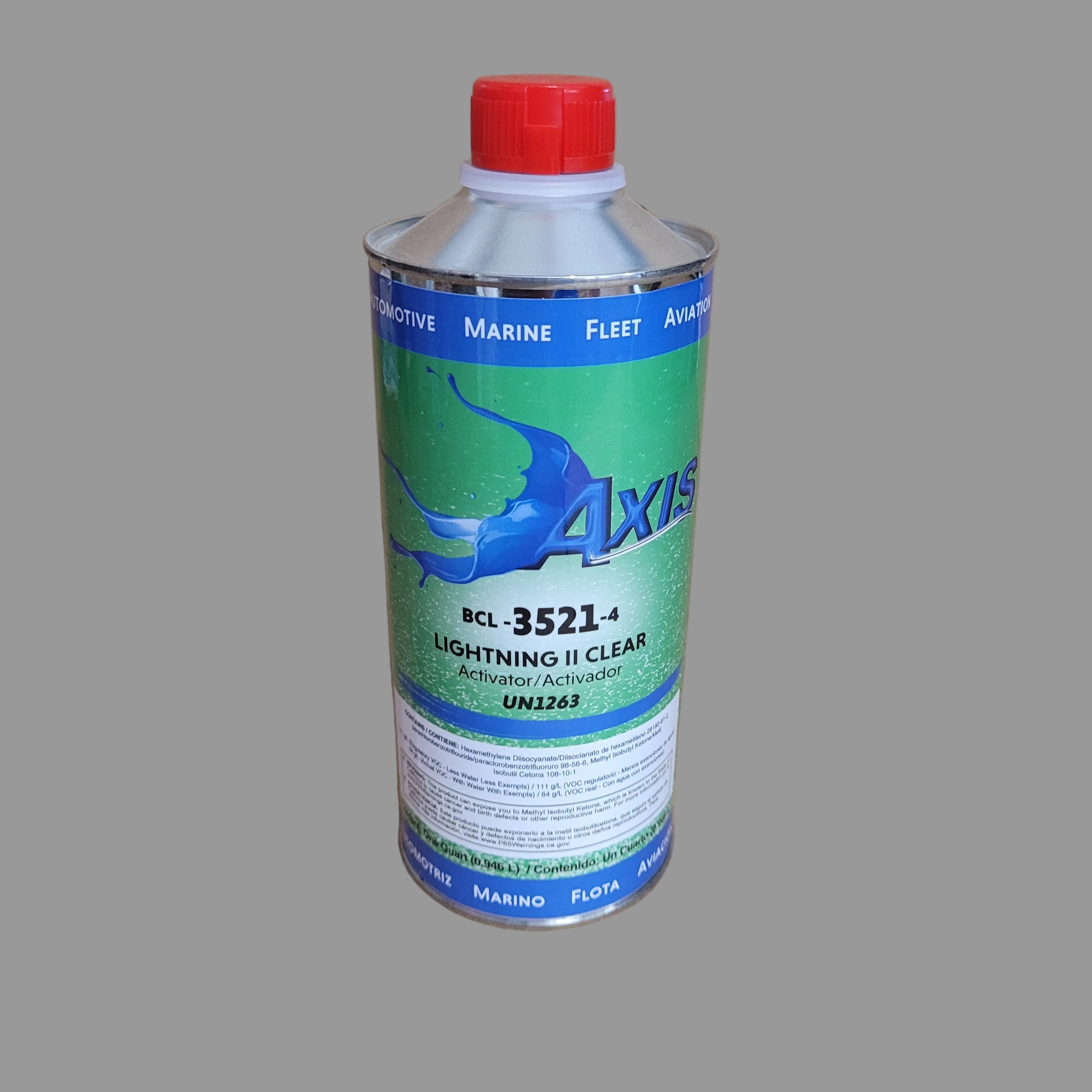 AXIS BCL3521 Lightning II Clear Activator Quart can for fast clearcoat repair