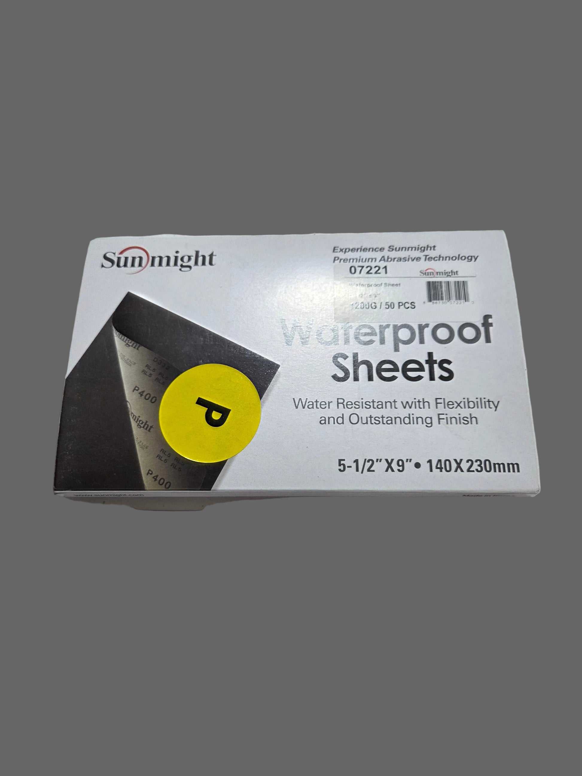 Sunmight 07221 Waterproof Sanding Sheets 1200 Grit 5.5 x 9 Inch 50 Pack