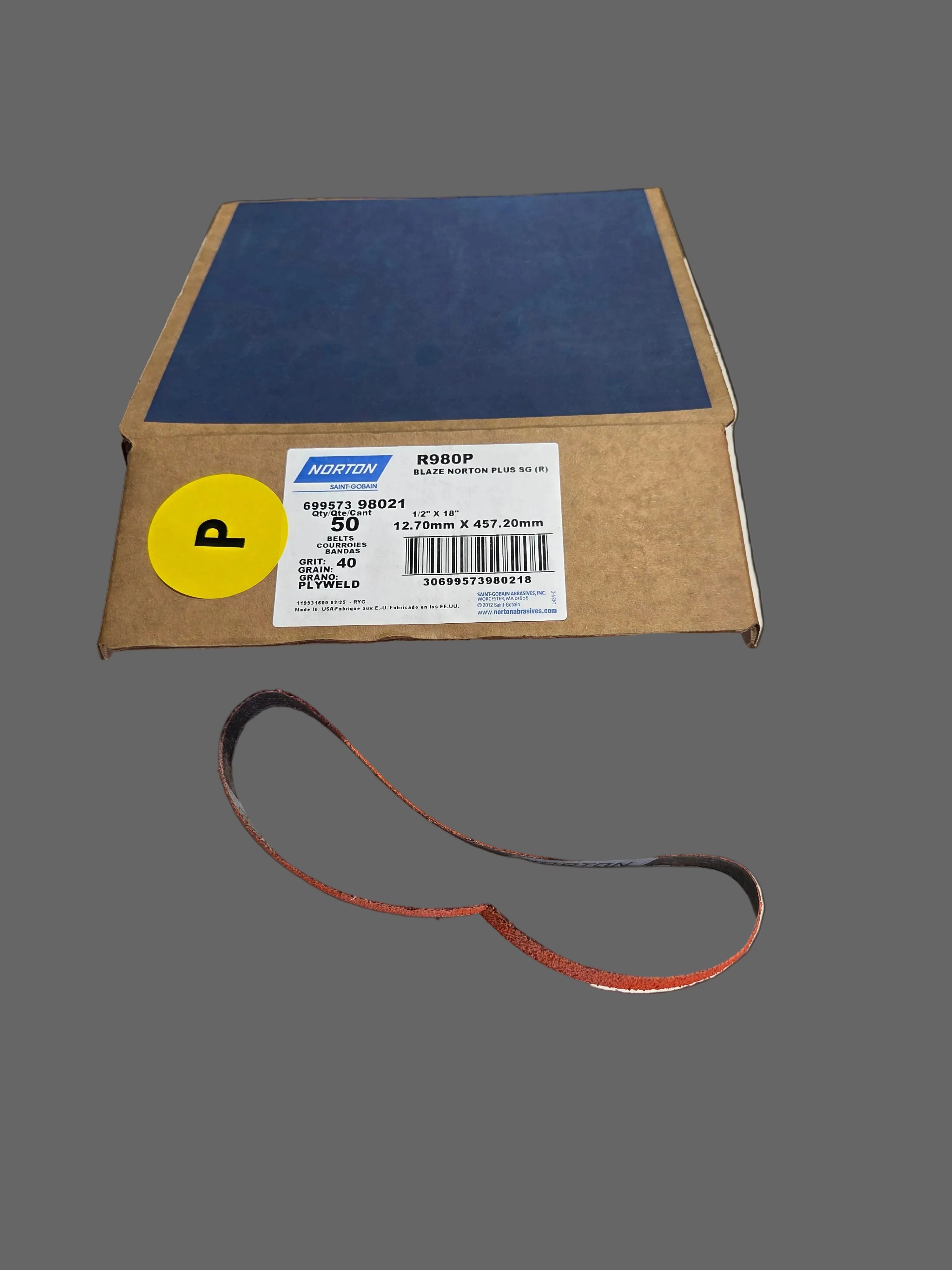 Norton 98021 Blaze 18 x 1/2 40 grit ceramic sanding belt file belt 50 pack