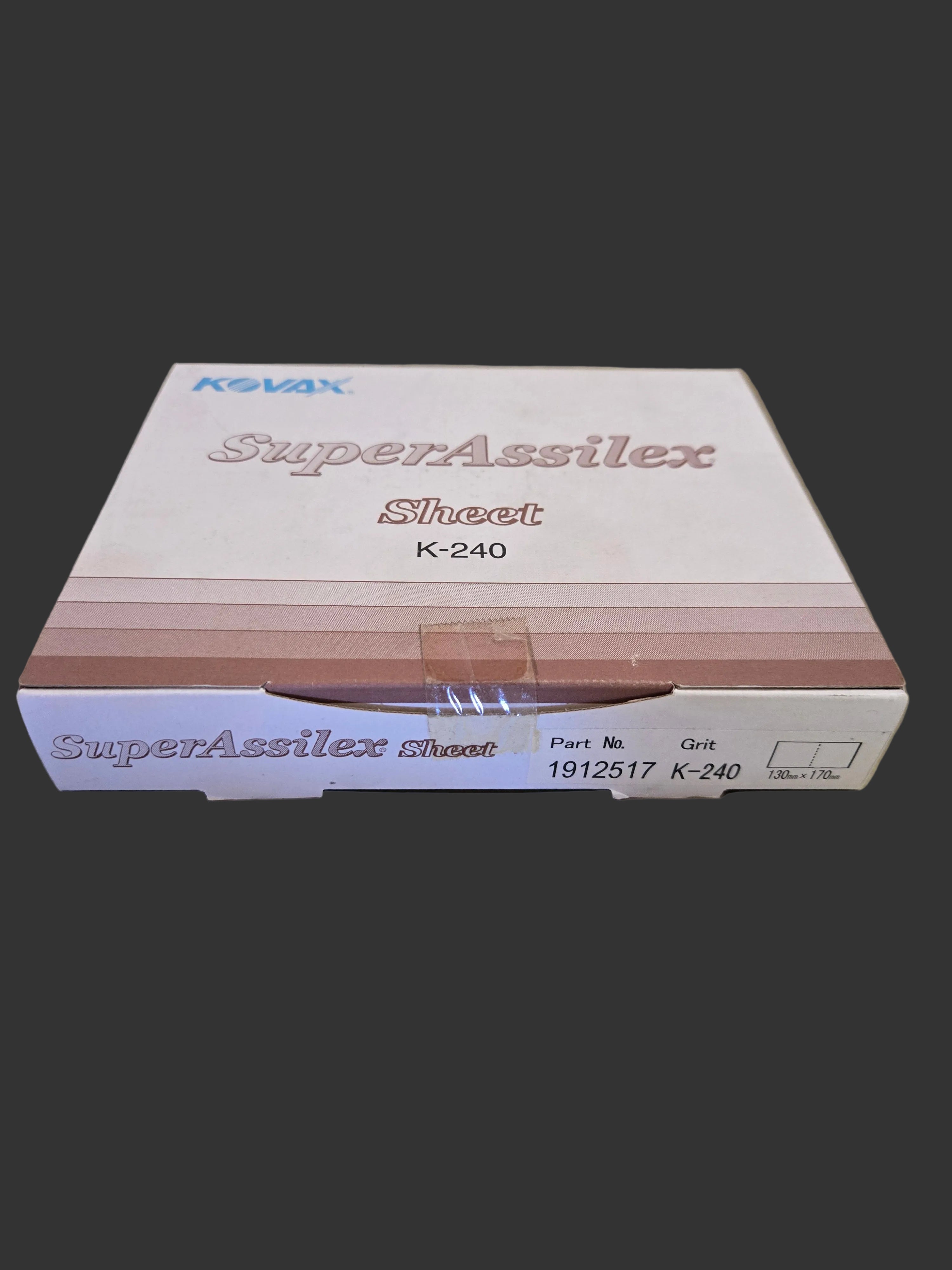 Box of SuperAssilex Sheet K-240 by Rovax on a gray background