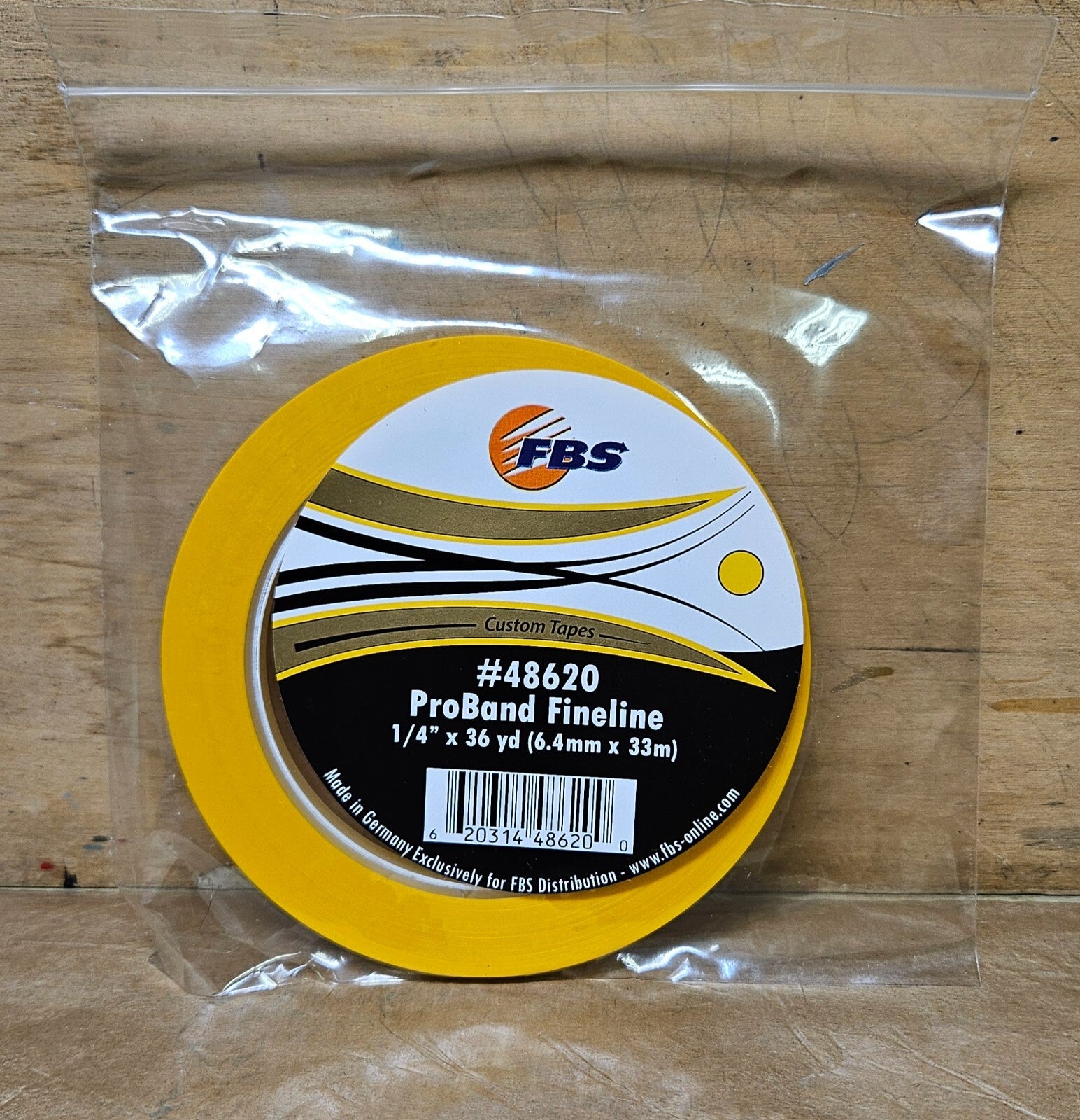 FBS ProBand 48620 Fine Line Tape 1/4" x 36 yd Yellow