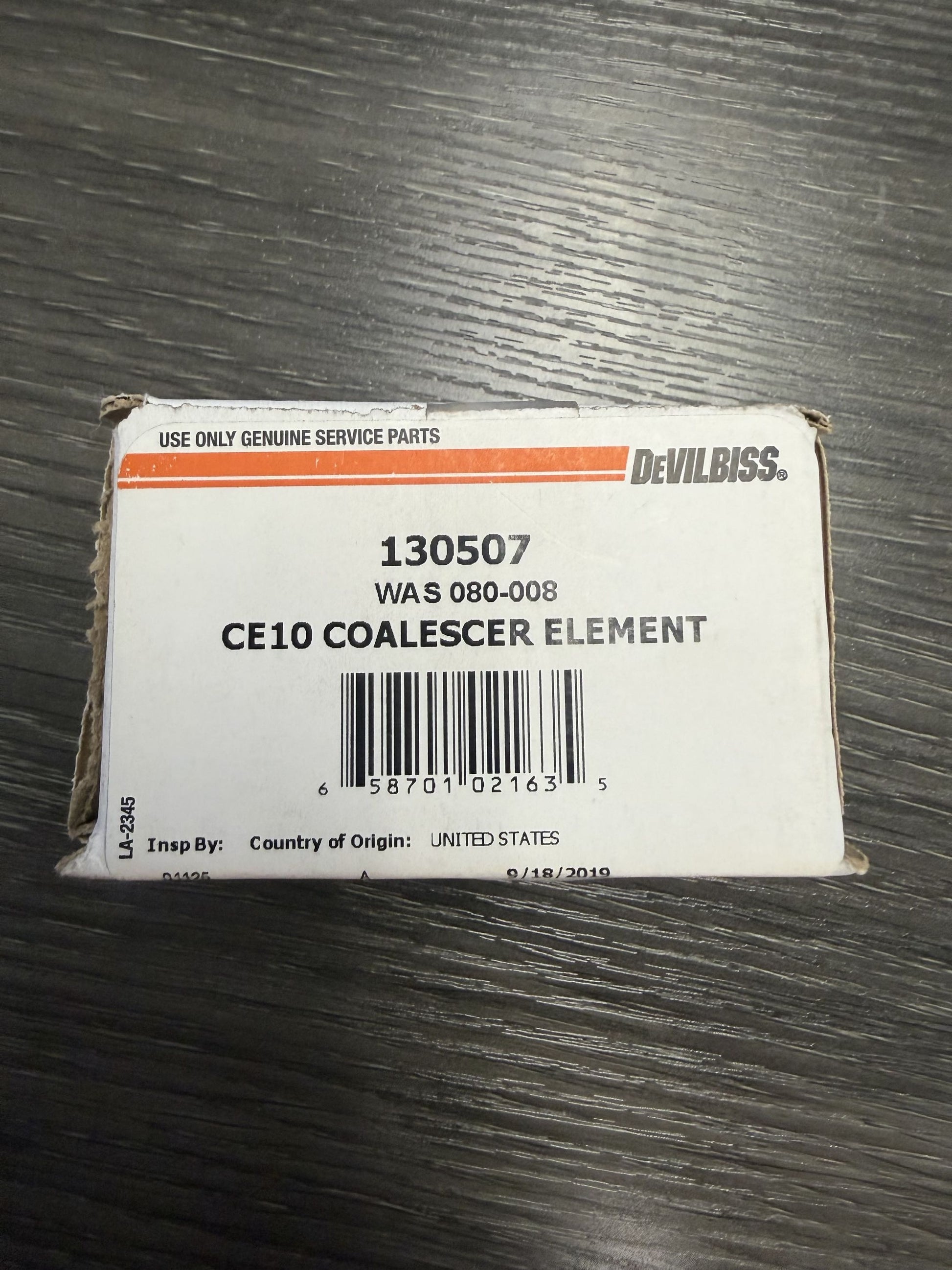 DeVilbiss Binks 130507 CE10 coalescer element compressed air filter