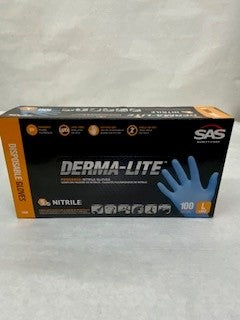 SAS Safety 6608 Derma-Lite Nitrile Disposable Gloves Large 5 Mil Box of 100