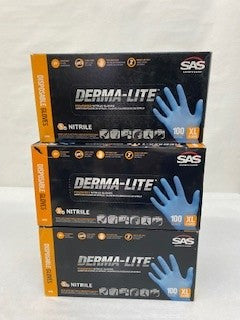 SAS Safety 6609 Derma-Lite Nitrile Disposable Gloves X-Large 5 Mil 100 Box