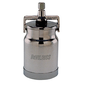 Metal canister with valve labeled 'Devilbiss' on a white background