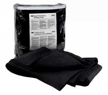 Black high-performance blanket with packaging on a white background
