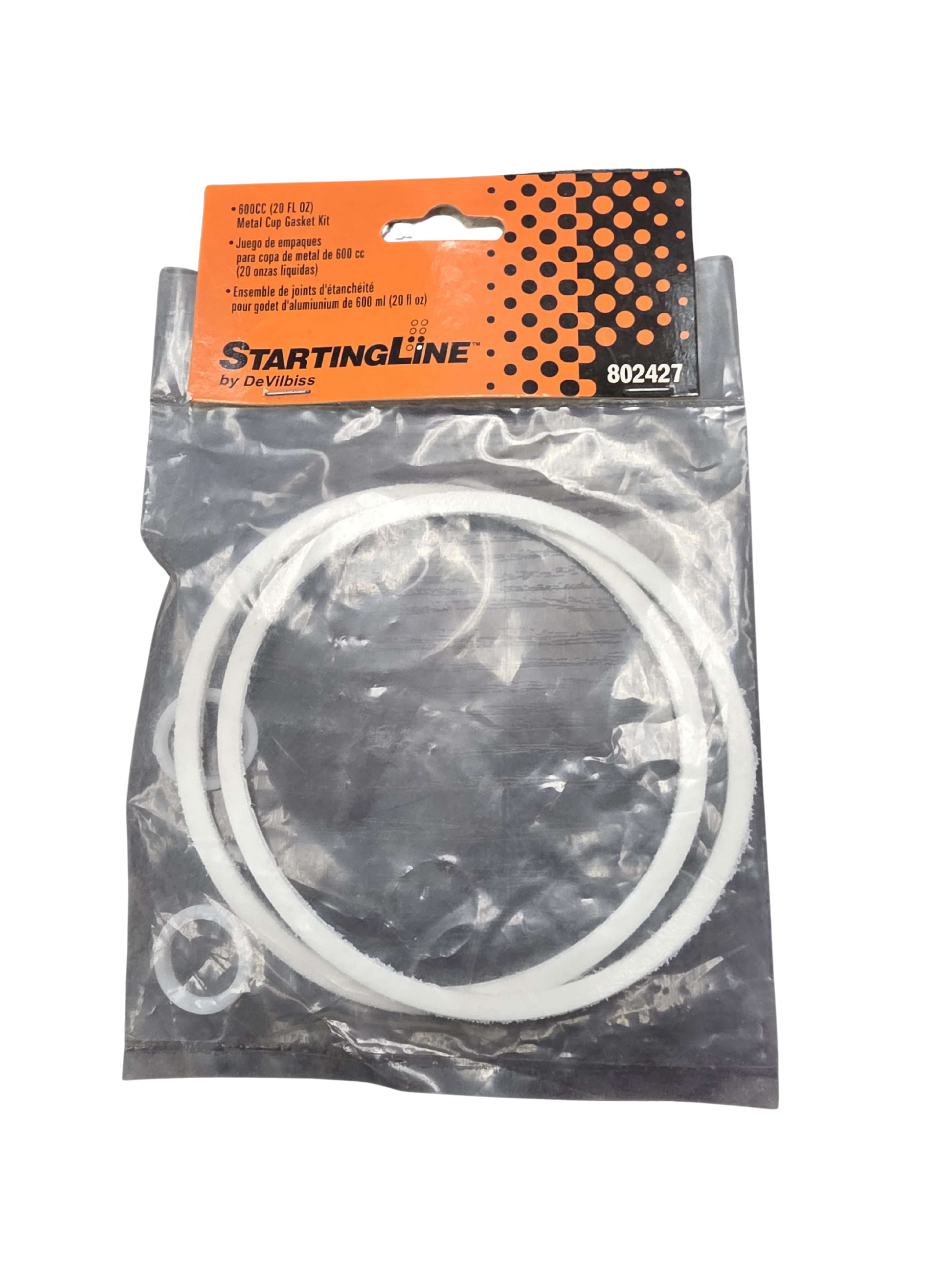 DeVilbiss 802427 StartingLine 600cc metal cup gasket kit spray gun replacement seals