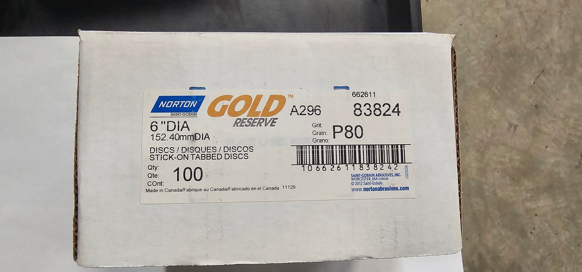 Norton Gold Reserve 83824 6 Inch P80 PSA Sanding Disc