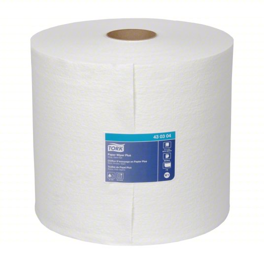 TORK Dry Wipe Roll: Jumbo Perforated Roll, 430, White, 800 Sheets, 12 in x 11 in Sheet Size. 430304