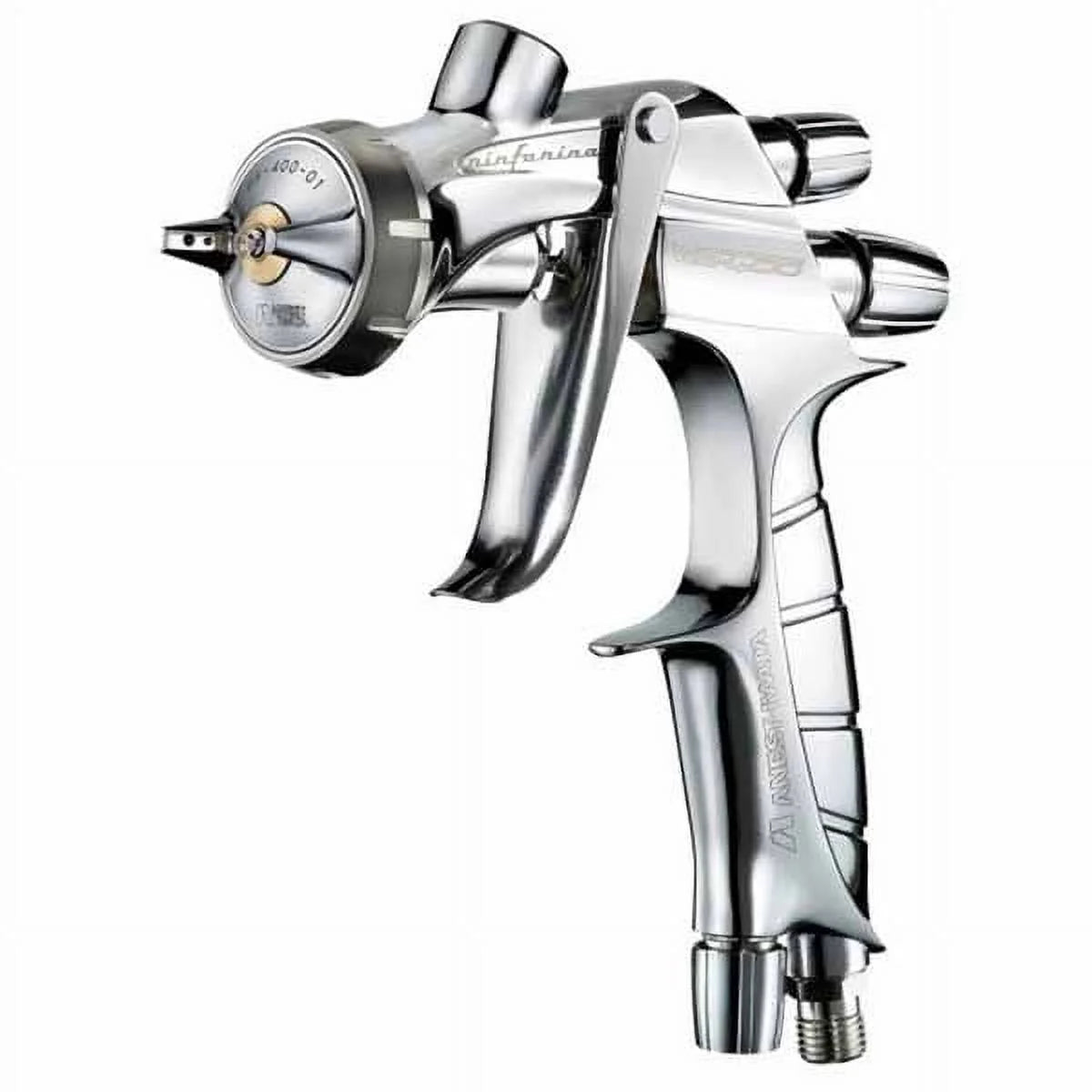 Chrome spray gun on a white background