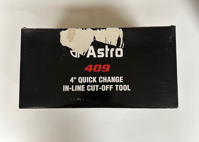 Box of Astro 409 quick change in-line cut-off tool on a white background