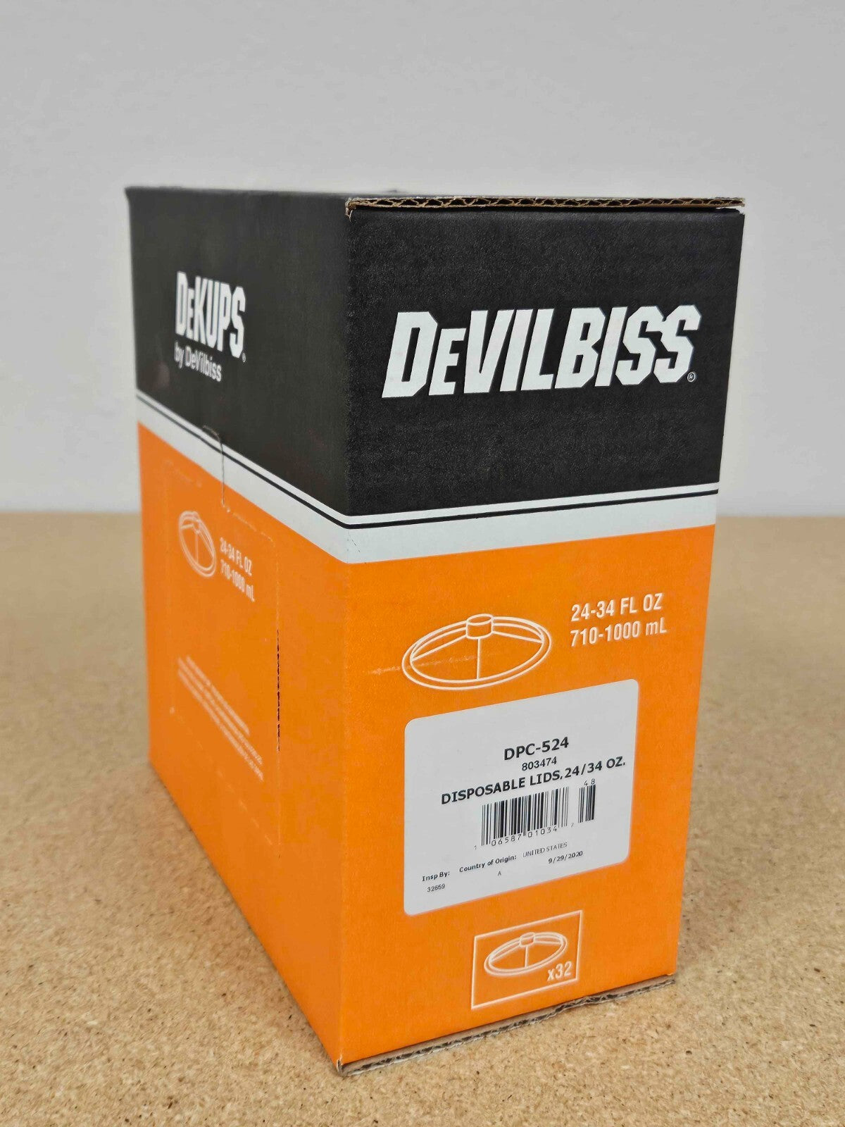 DeVilbiss DeKups DPC-524 disposable lids 24 34 oz cups 32 pack