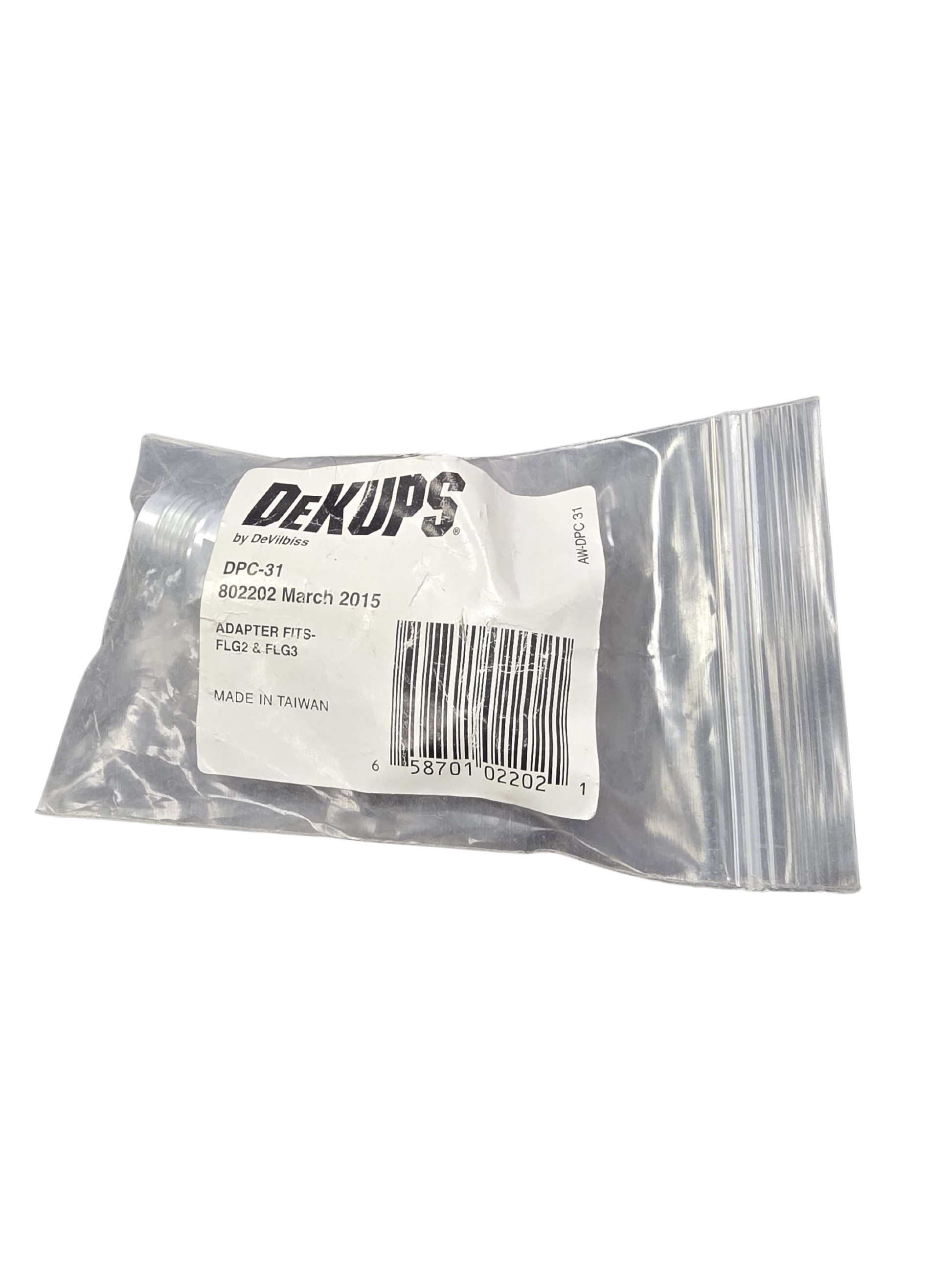 Clear plastic bag with a label on a white background