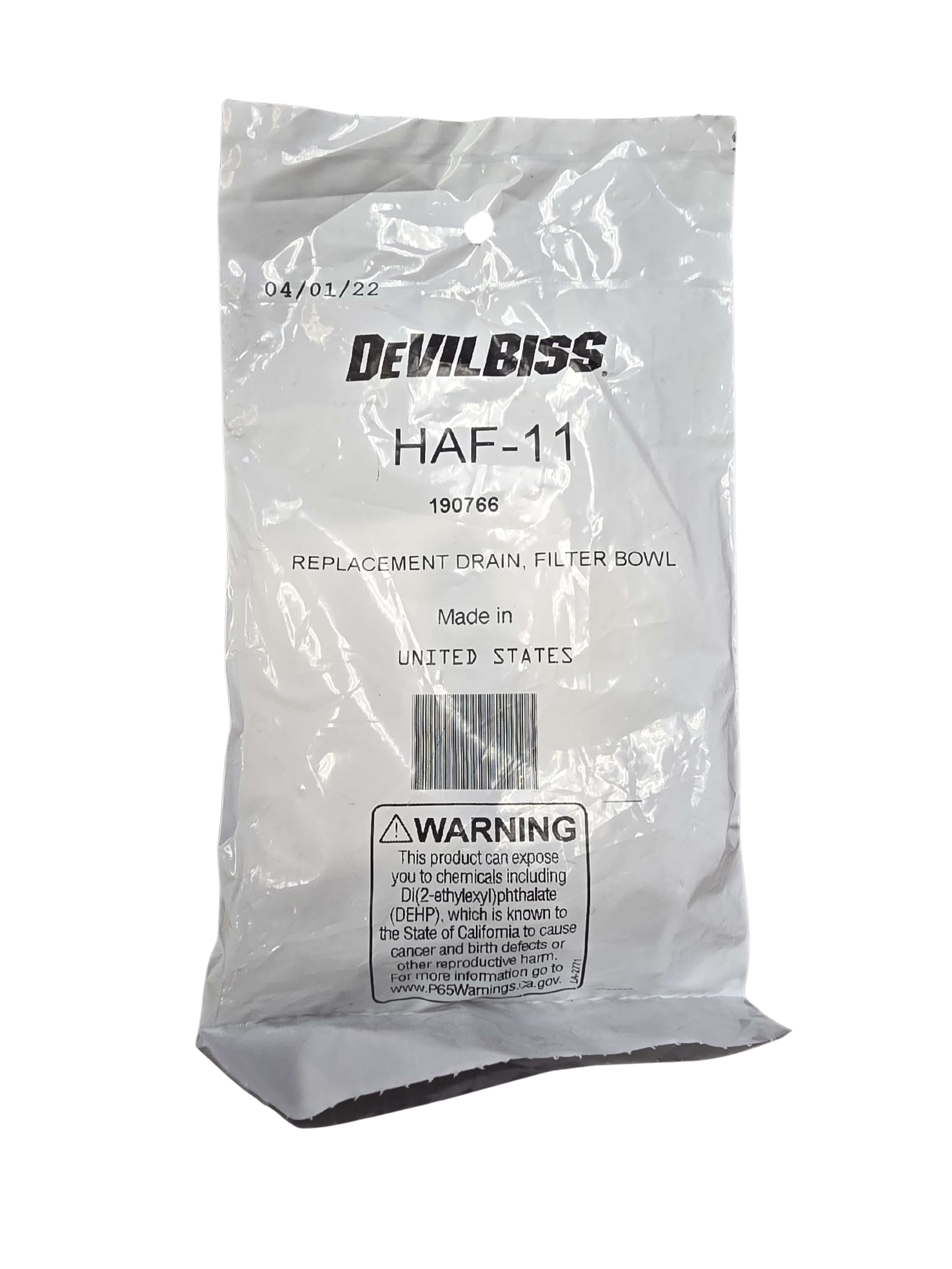 Devilbiss HAF-11 replacement drain filter bowl packaging on a white background