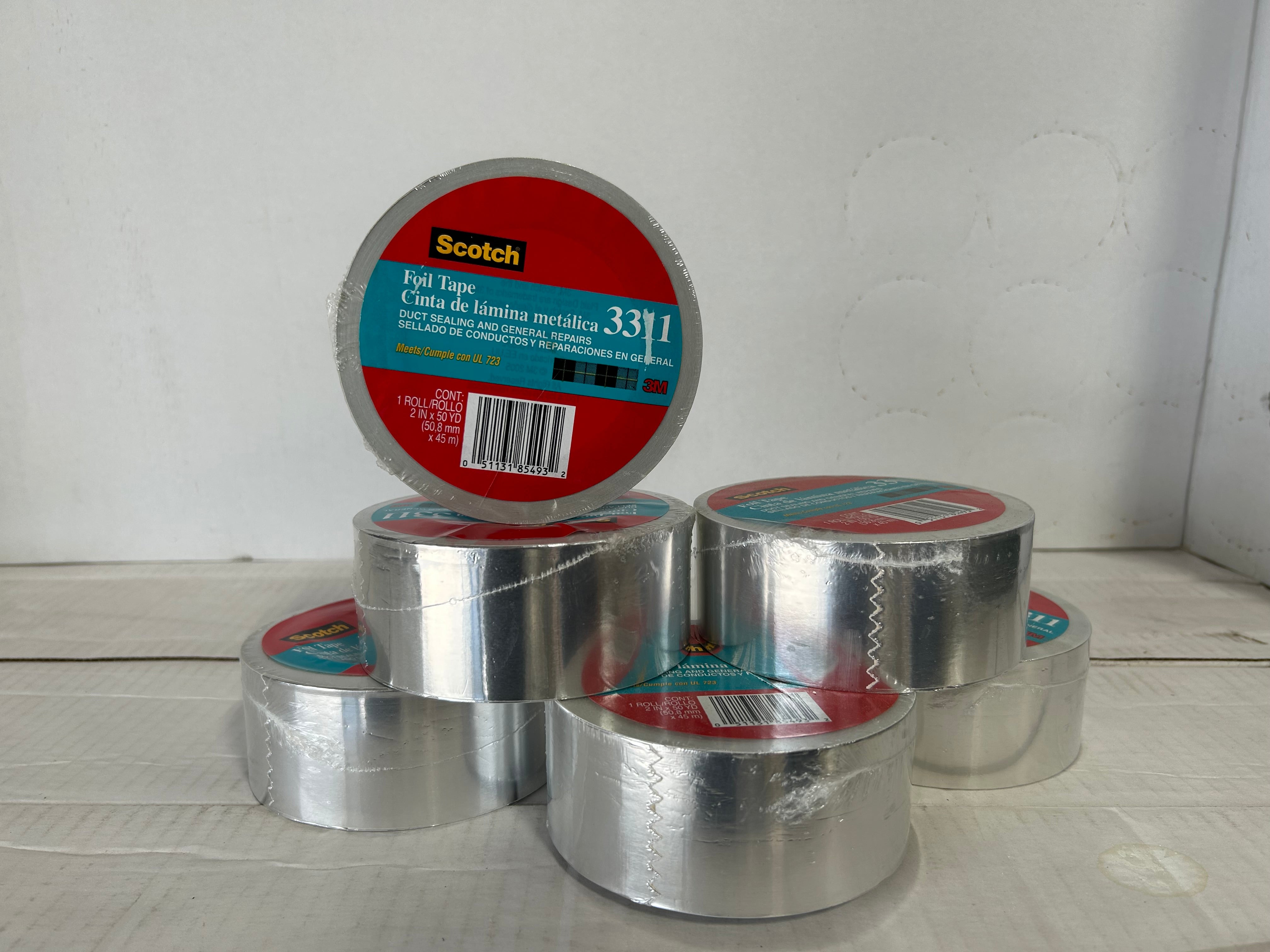 3M Scotch 3311 silver aluminum tape 2 inch by 50 yard roll