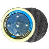 Round sanding disc with blue center and black surface
