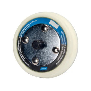 Round industrial wheel with a blue label on a white background