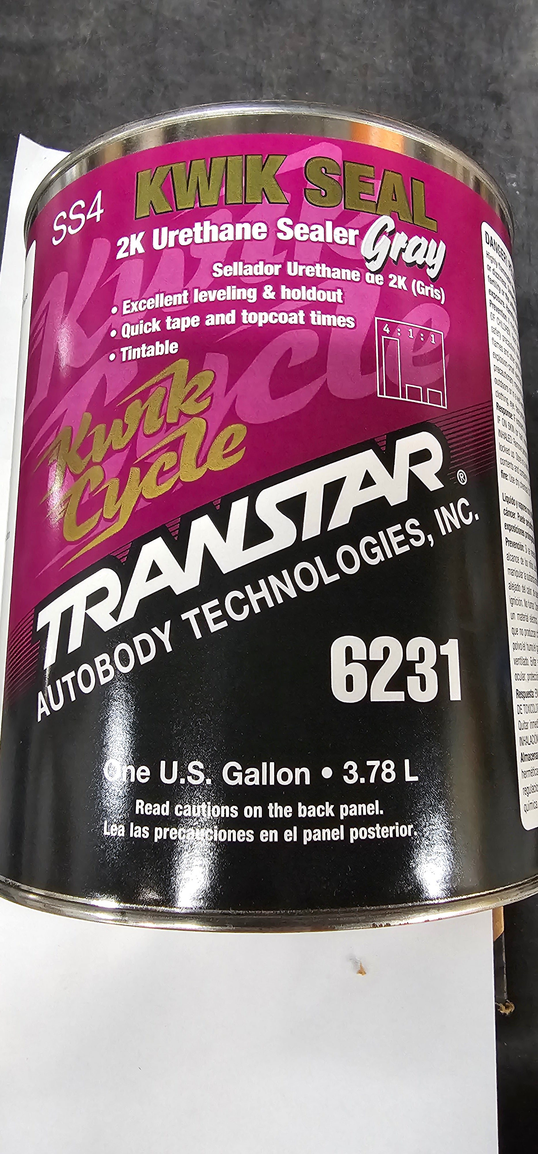Transtar 6231 Kwik Seal 2K Urethane Sealer Gray 1 Gallon