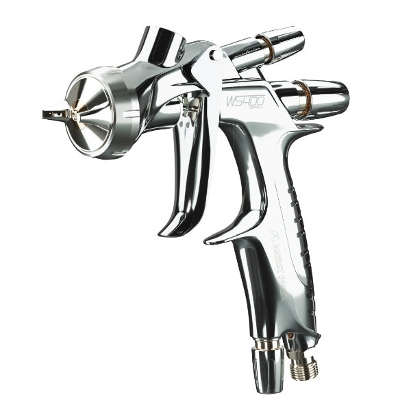 Chrome spray gun on a white background