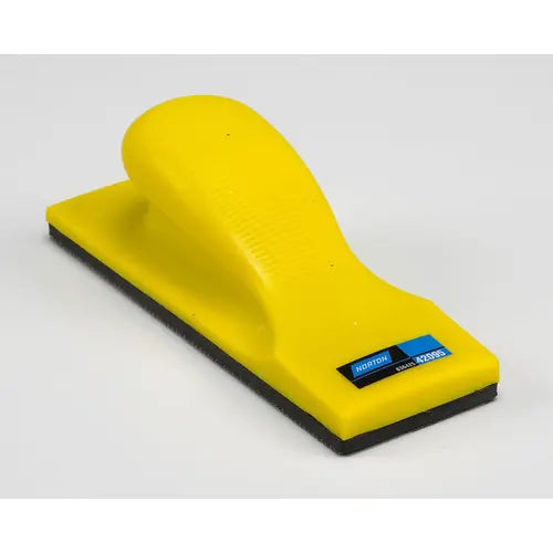 Yellow squeegee with a brand logo on a white background