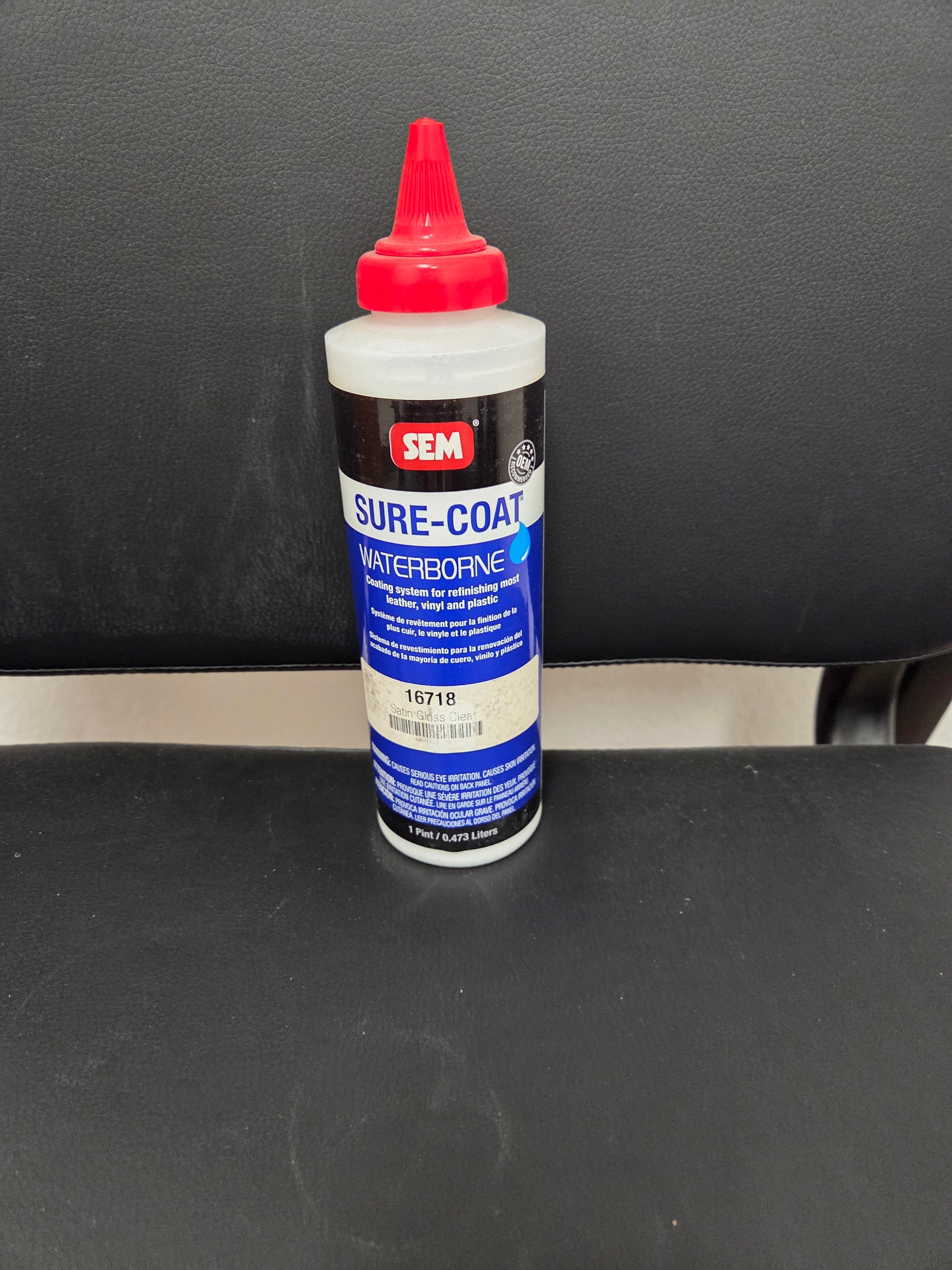 SEM 16718 Sure Coat satin gloss clear interior coating pint vinyl plastic leather