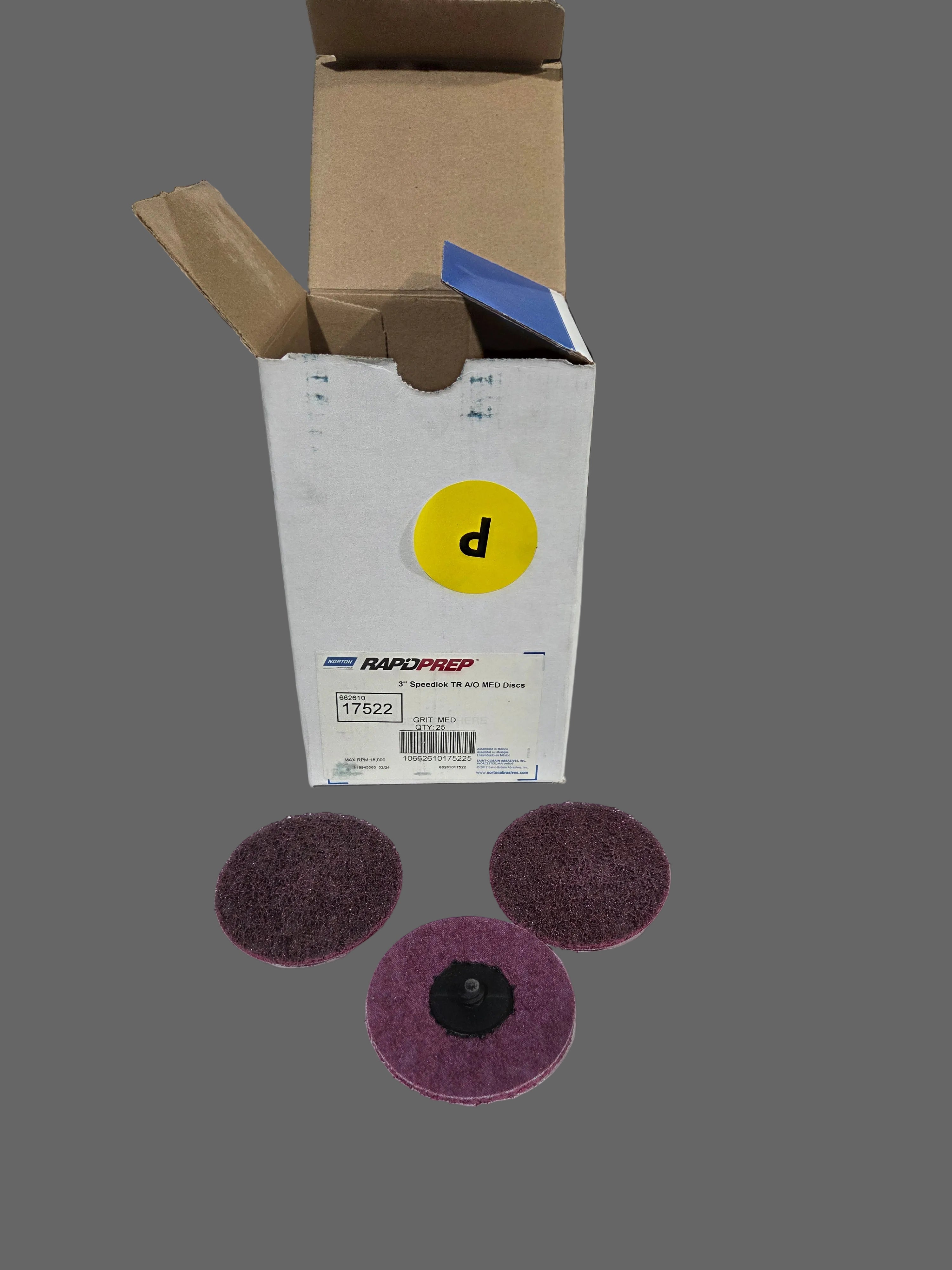Norton 17522 Bear Tex Rapid Prep Quick Change Sanding Disc 3 in 120 Grit (25 ct)