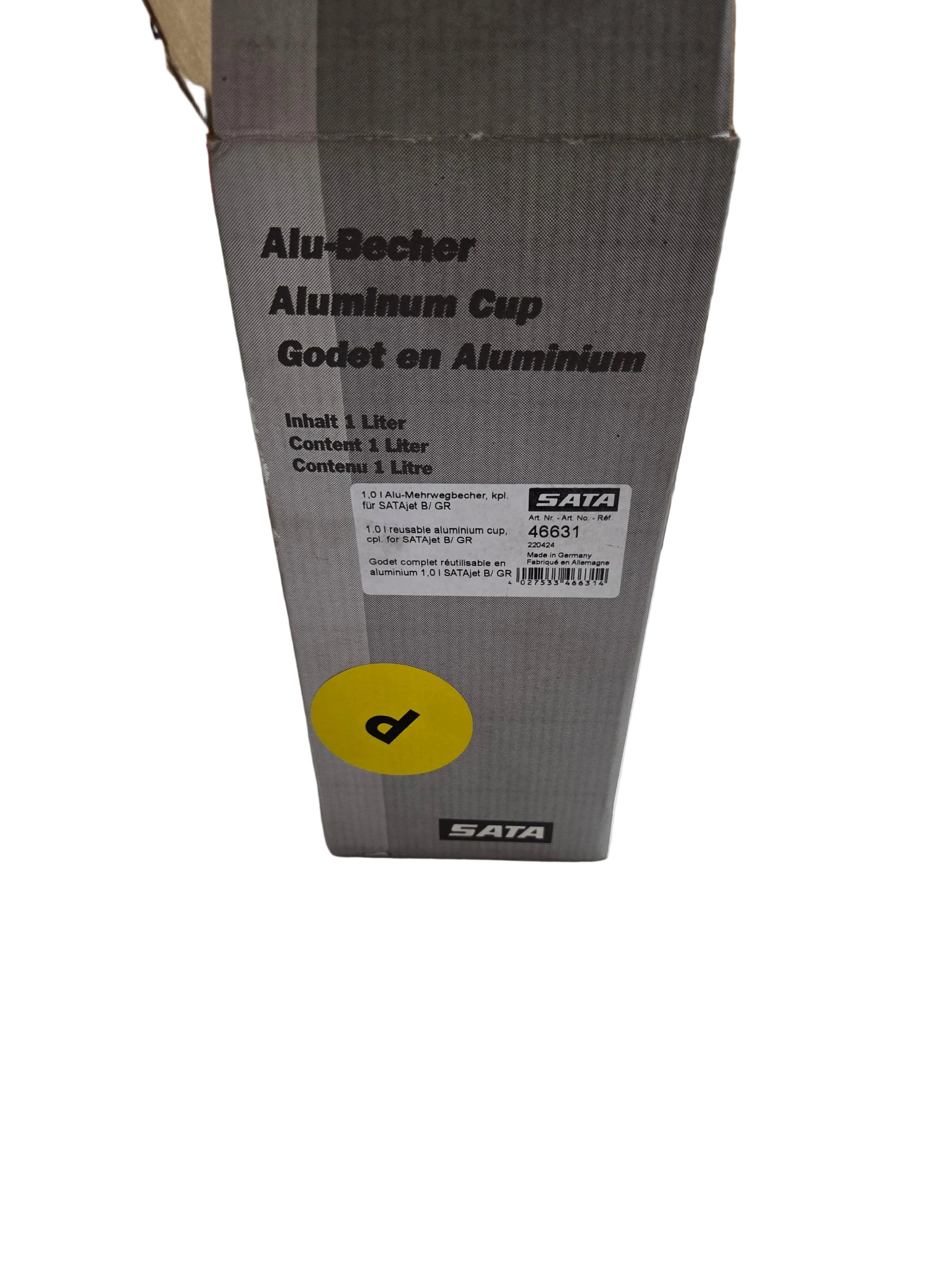 Metal tool with a label on a white background