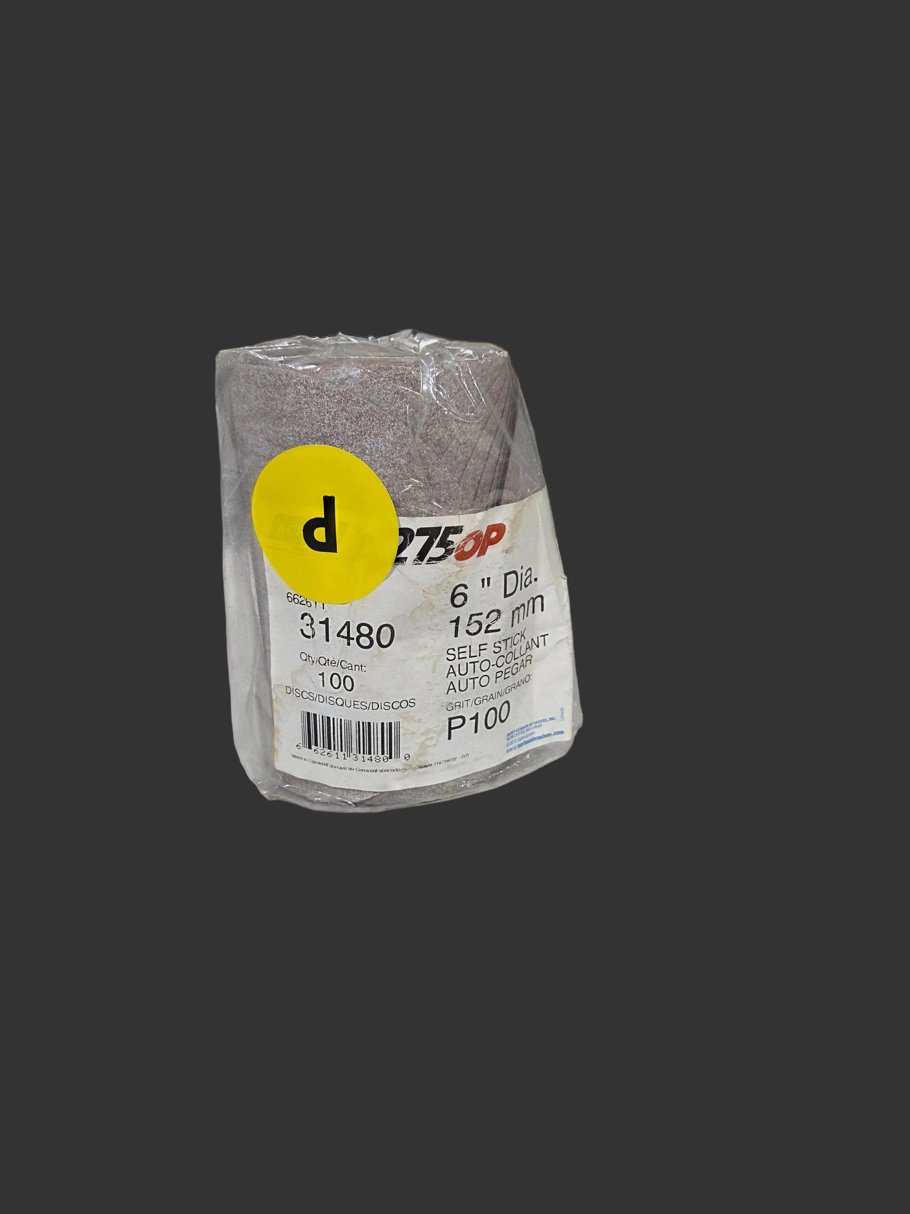 Norton 31480 Non-Vacuum Sanding Disc Roll, 6 in, P100 Grit, Aluminum Oxide, PSA Attachment Champagne