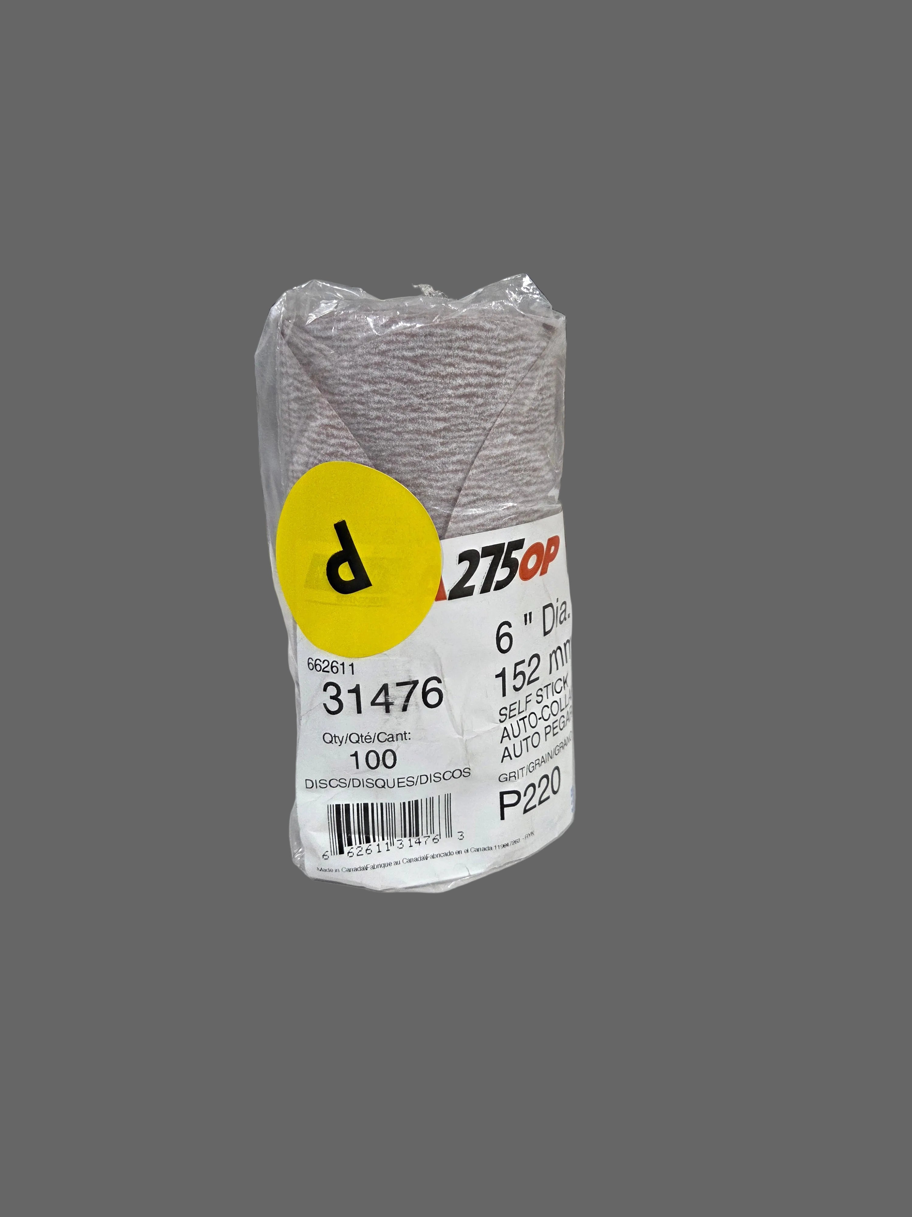 Norton 31476 Non-Vacuum Sanding Disc Roll, 6 in, P220 Grit, Aluminum Oxide, PSA Attachment Champagne