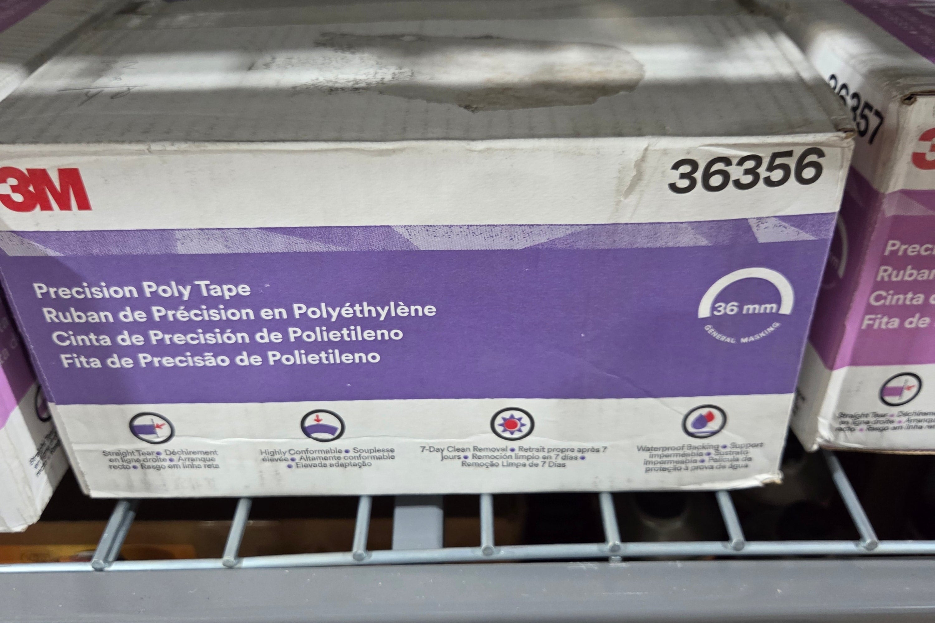 3M 36356 Masking Tape, Purple, 36 mm x 55 Meter Roll 16 rolls per case