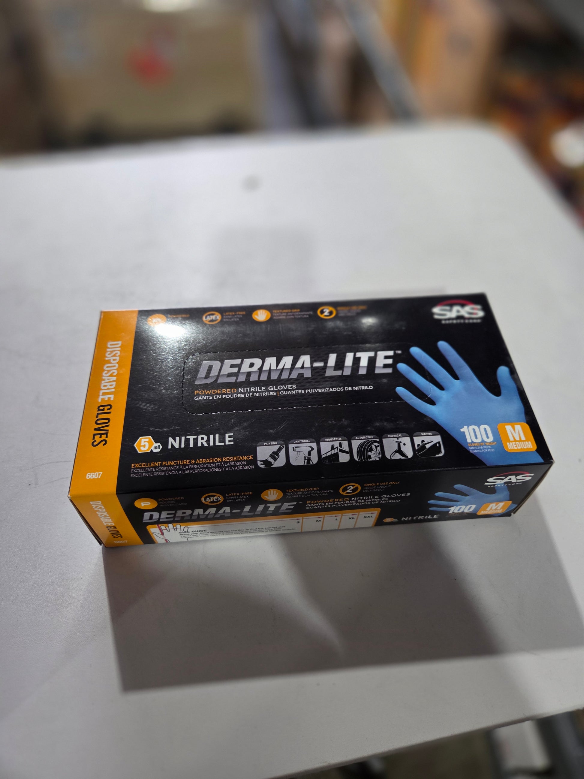 SAS Safety 6607 nitrile gloves medium powder free blue disposable 100 box