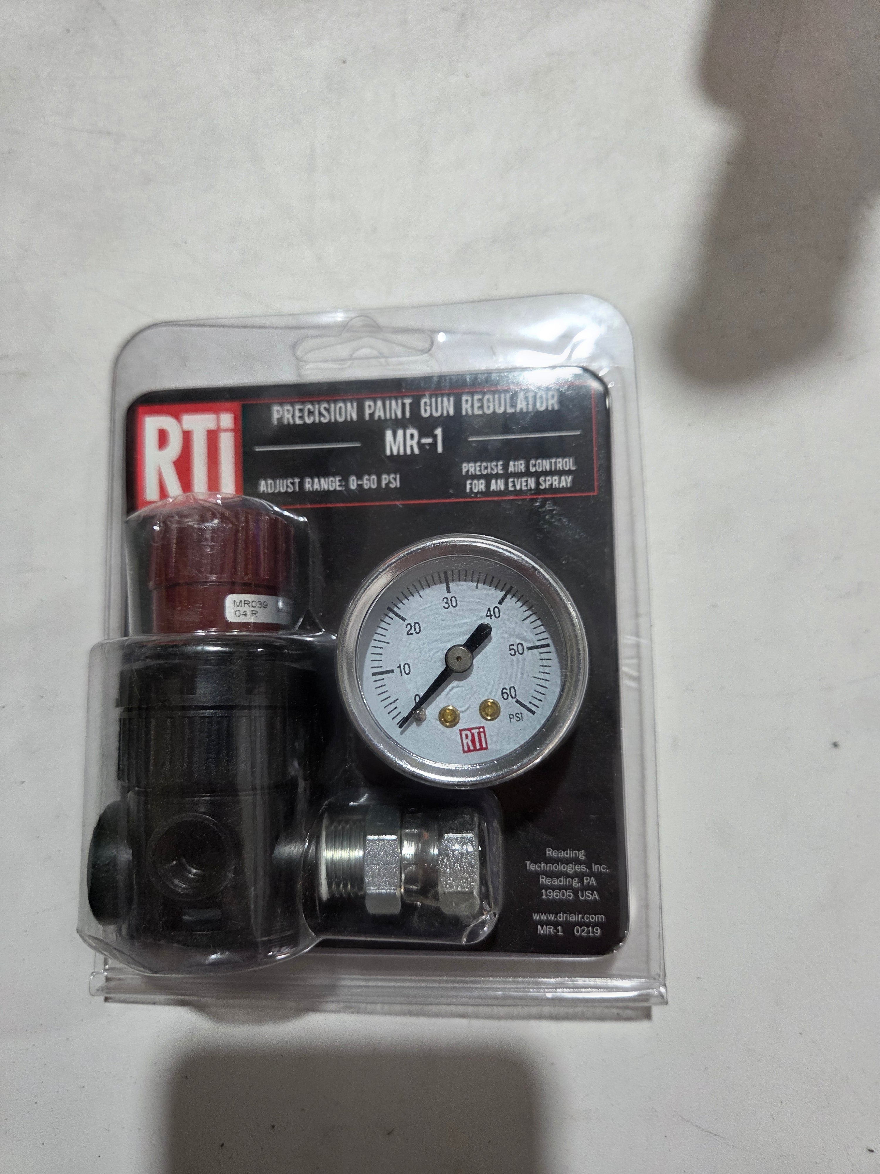 Reading Technologies MR-1 mini paint gun regulator HVLP air pressure gauge