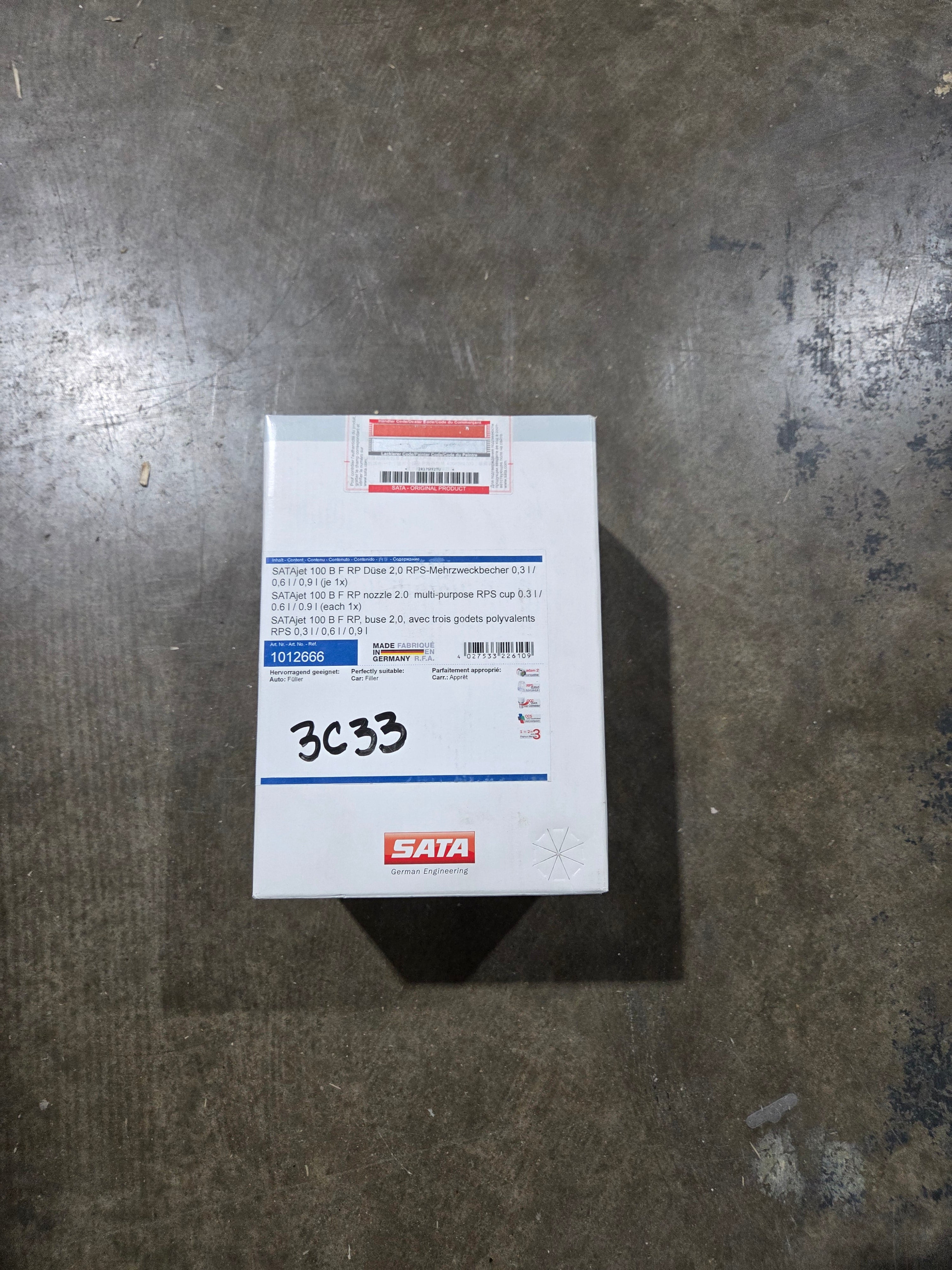 SATA 1012666 RP Standard Spray Gun with Cup, 2 mm Nozzle, 0.3, 0.6, 0.9 L Capacity