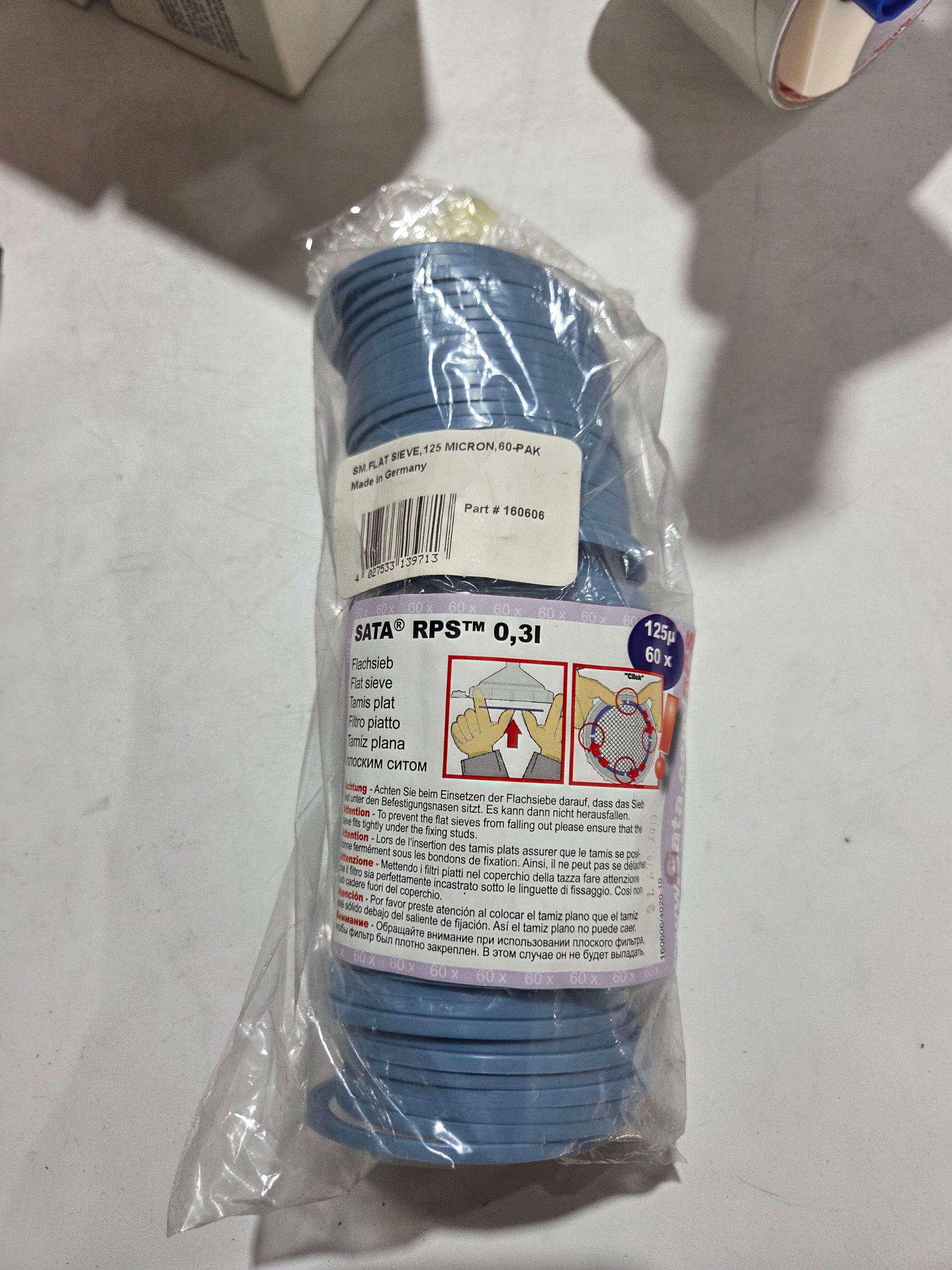 SATA RPS flat sieve 160606 125 micron 60 pack paint filter for 0.3L cup