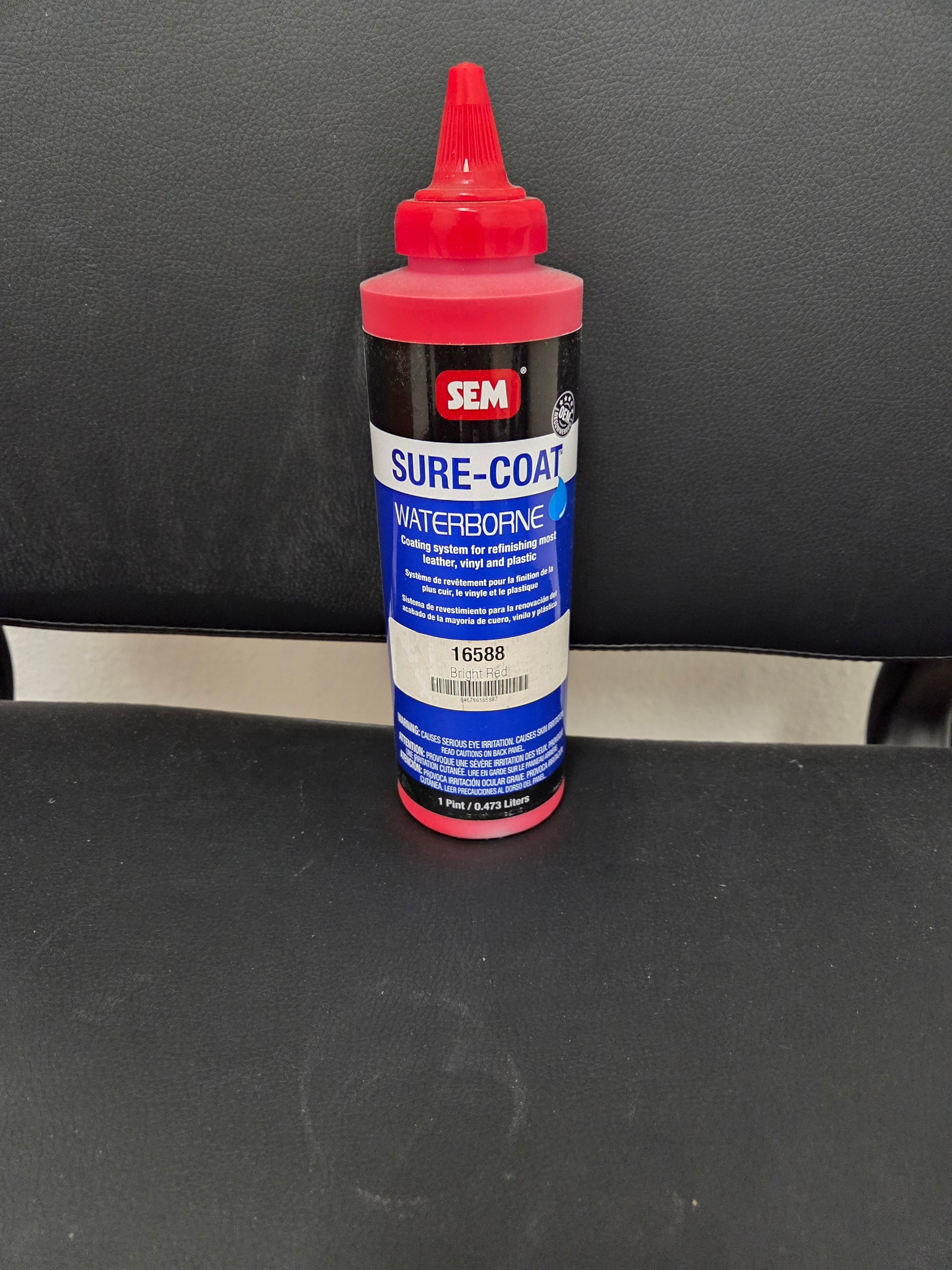SEM 16588 Sure Coat Bright Red interior coating pint vinyl plastic leather