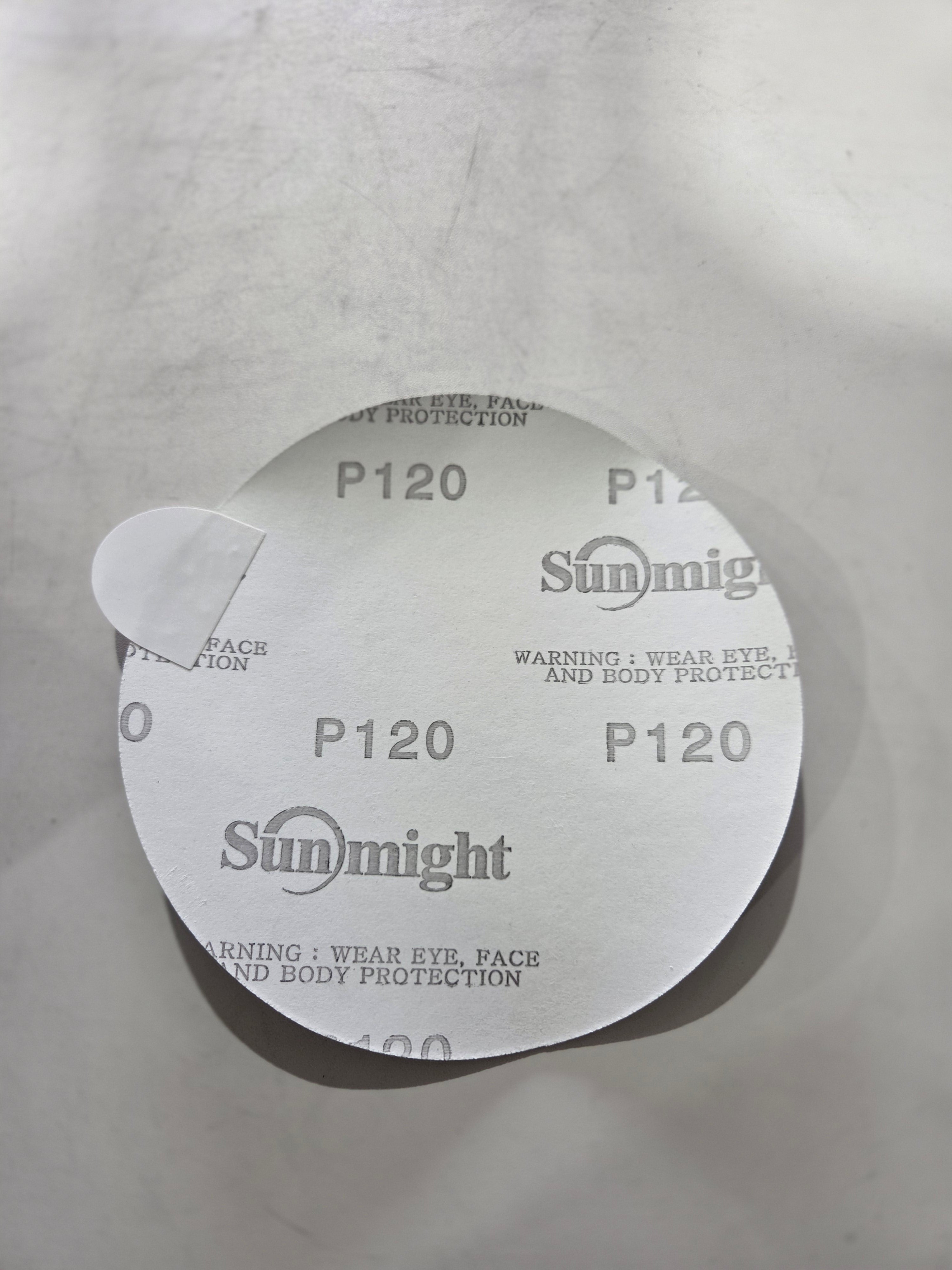 Sunmight 01308 film PSA disc 6 inch 120 grit no hole sanding disc