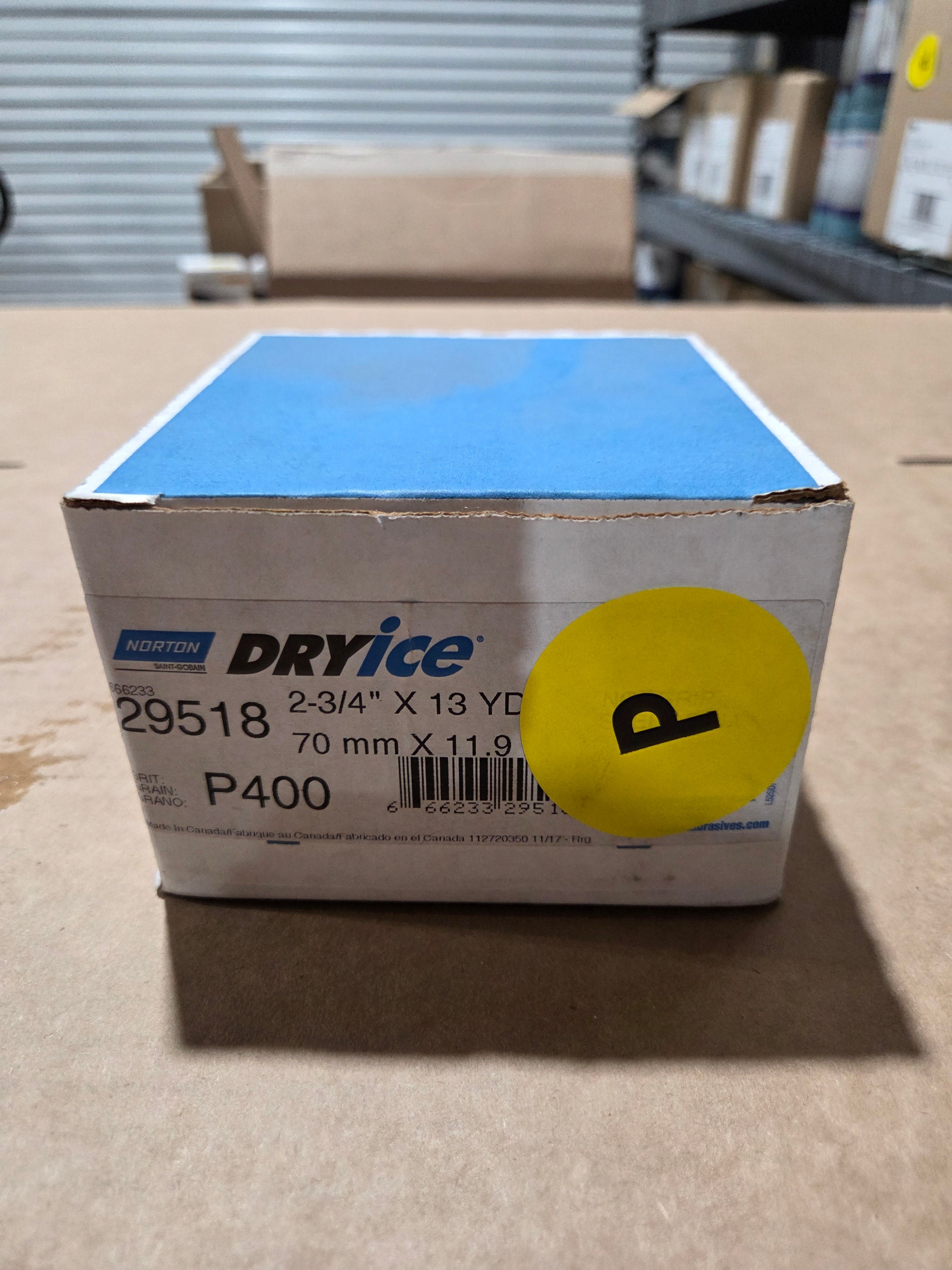 Norton Dryice 29518 A975 Sanding Sheet Roll, 2-3/4 in W x 13 yd L, P400 Grit