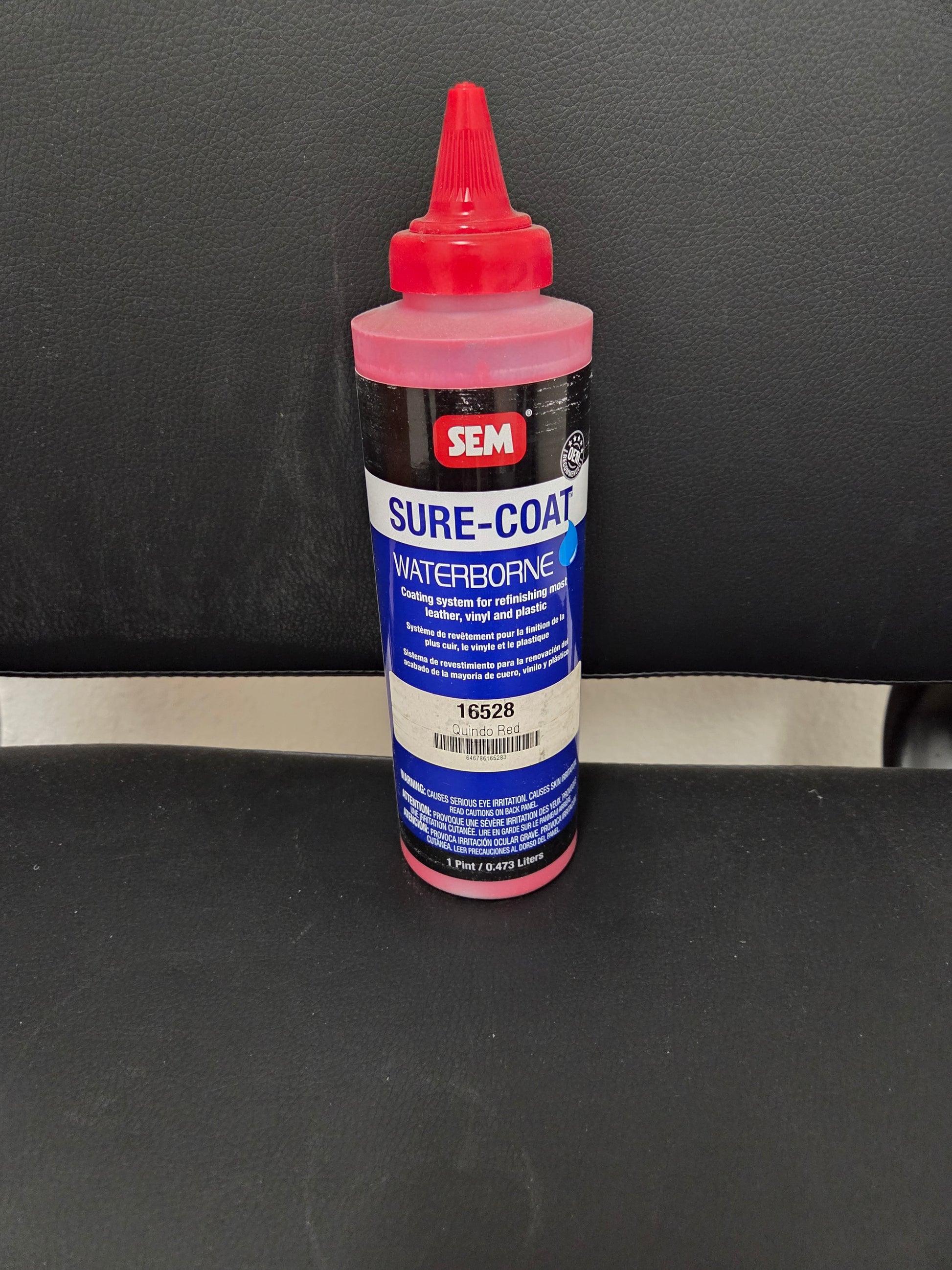SEM 16528 Sure Coat Quindo Red interior coating pint leather vinyl plastic