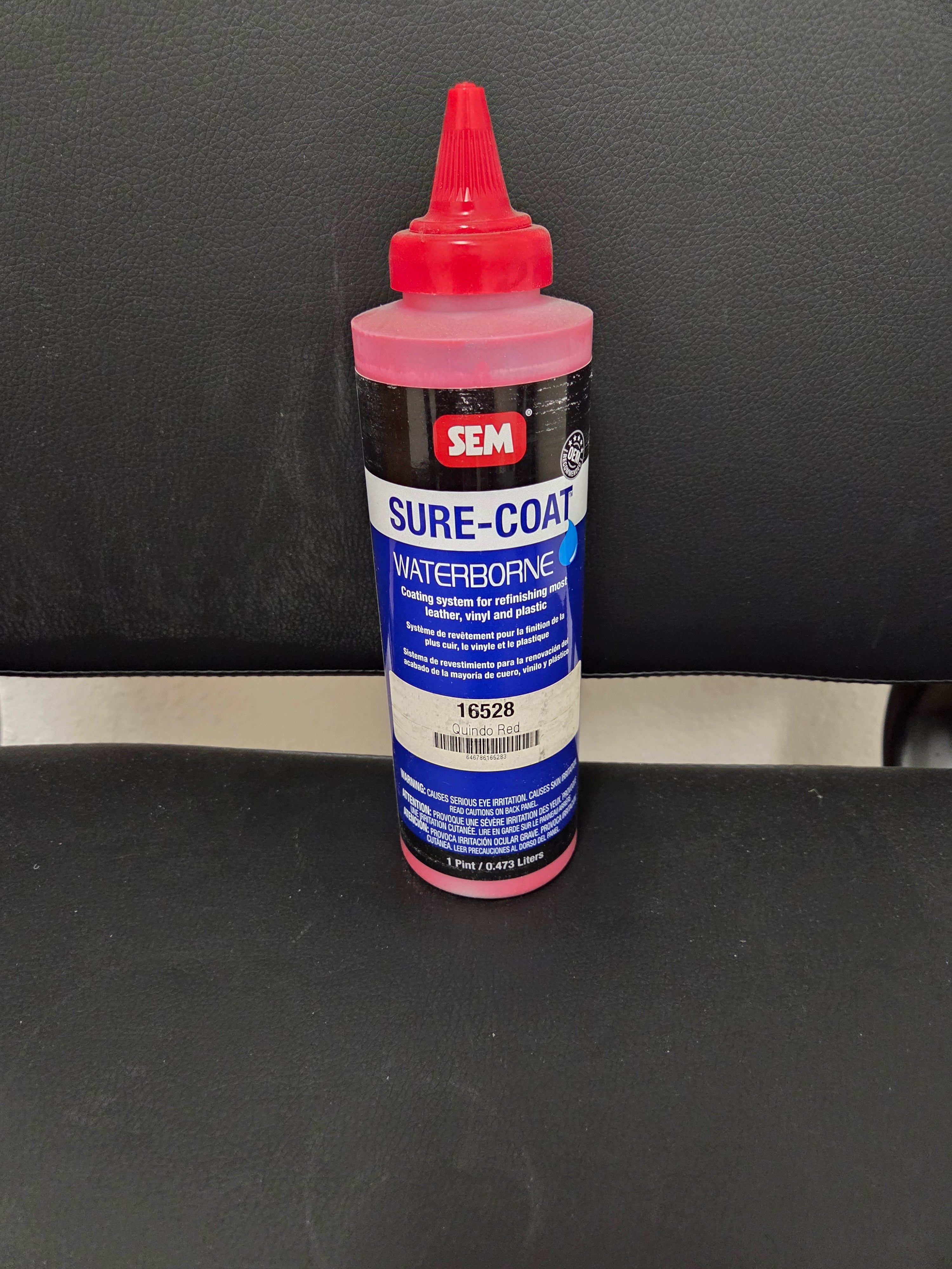SEM 16528 Sure Coat Quindo Red interior coating pint leather vinyl plastic