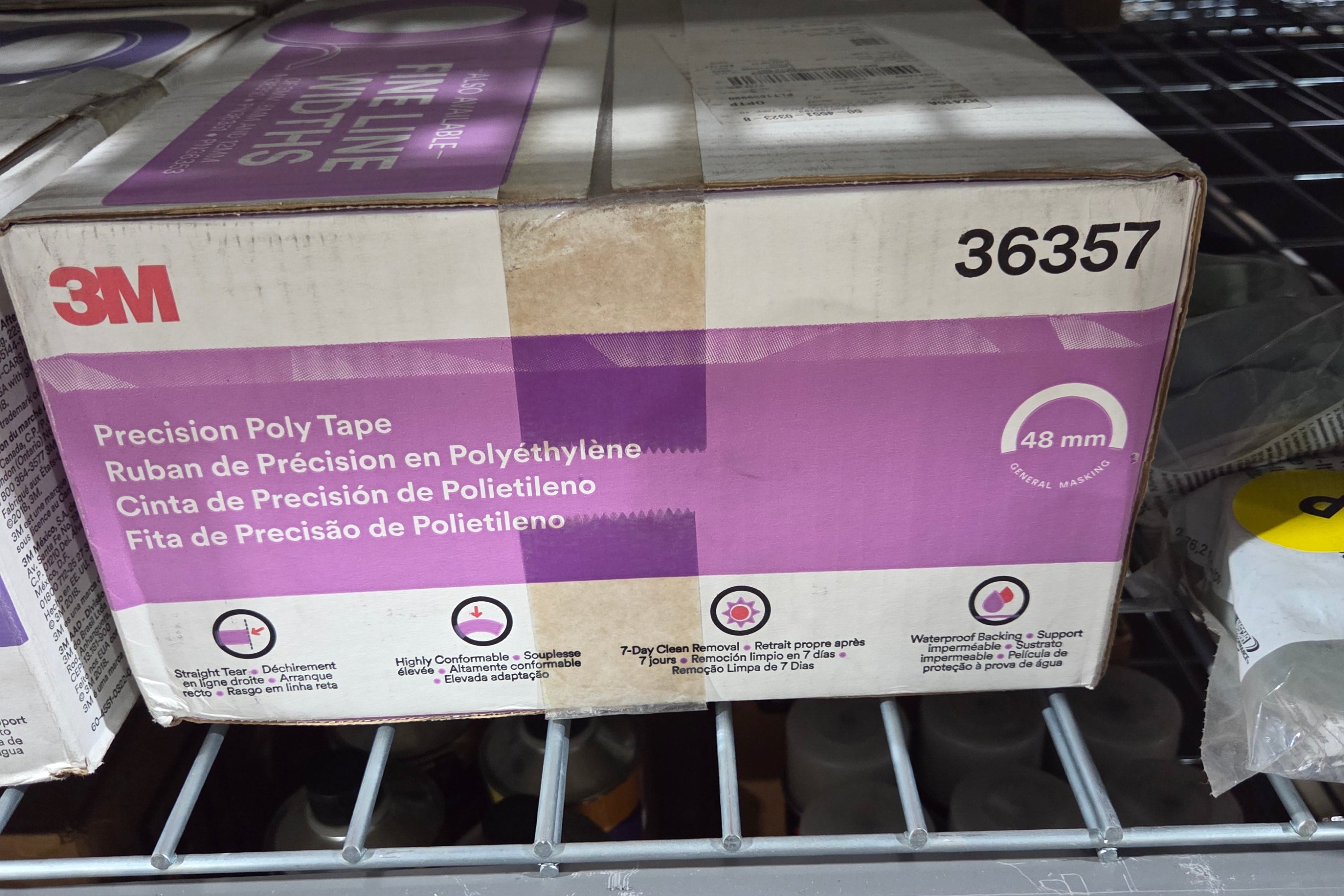 3M 36357 3M Precision Poly Tape, 36357, 48 mm x 55 m (1.90 in x 60.15 yd), 12 rolls per case