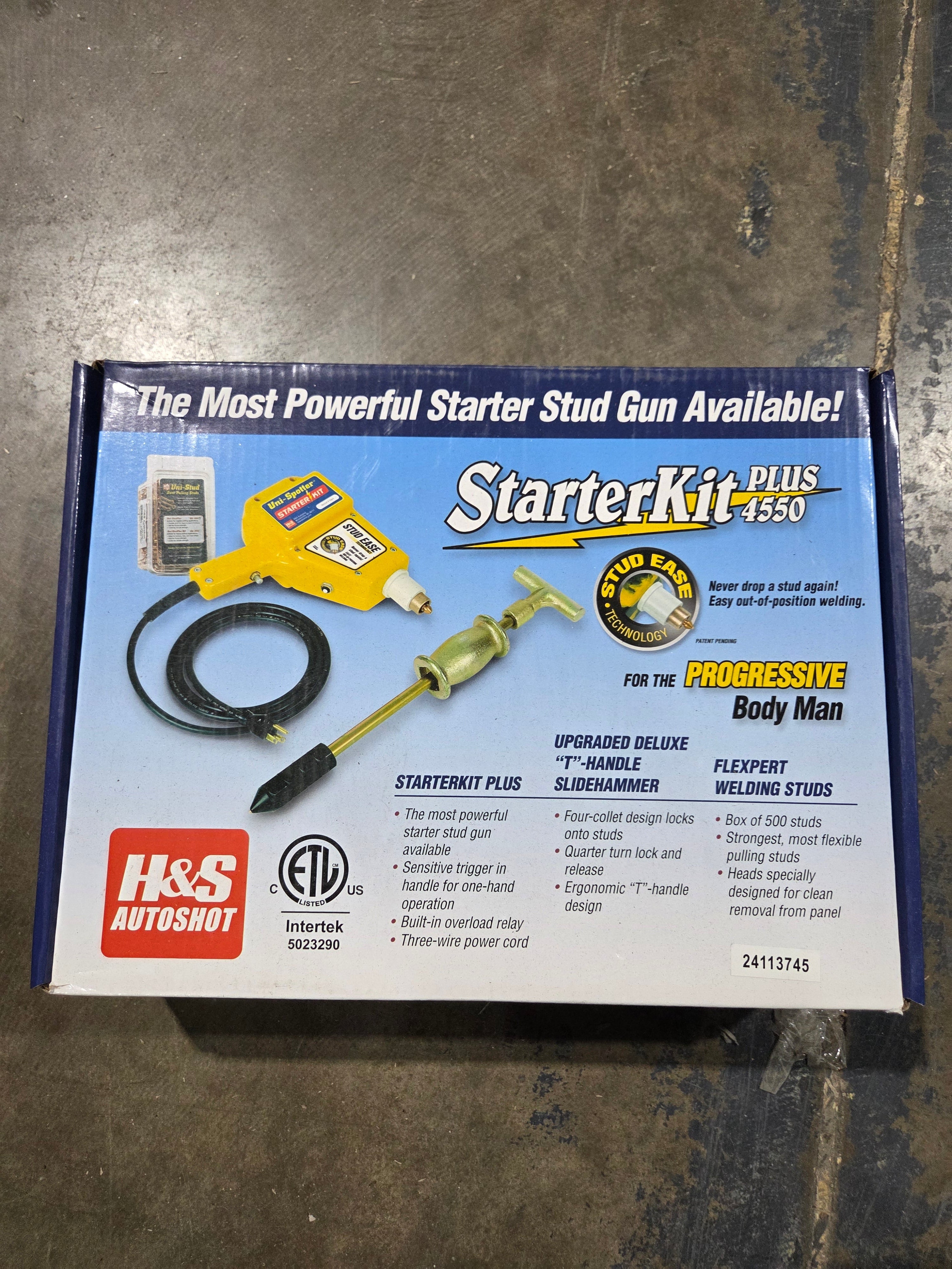 Box of a starter kit on a concrete floor
