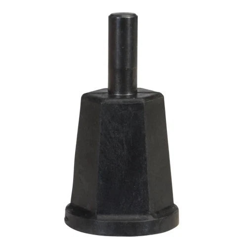 Black rubber cone with a cylindrical top on a white background