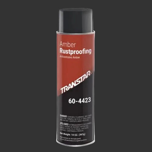 Can of Transtar Amber Rustproofing spray on a black background